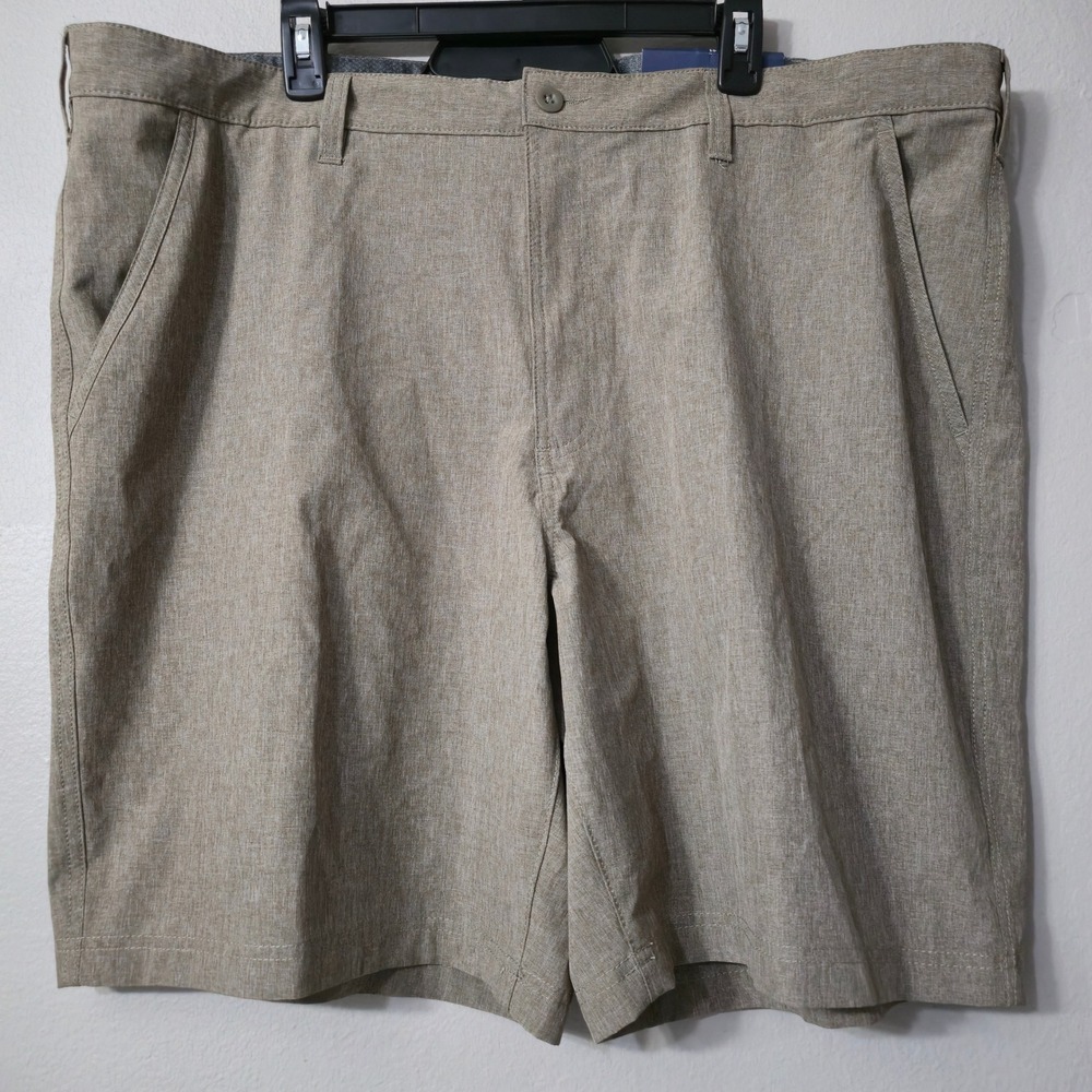 Croft & Barrow Mens Traveler Shorts 44 Shadow Brown Heather Stretch Wicking NWT